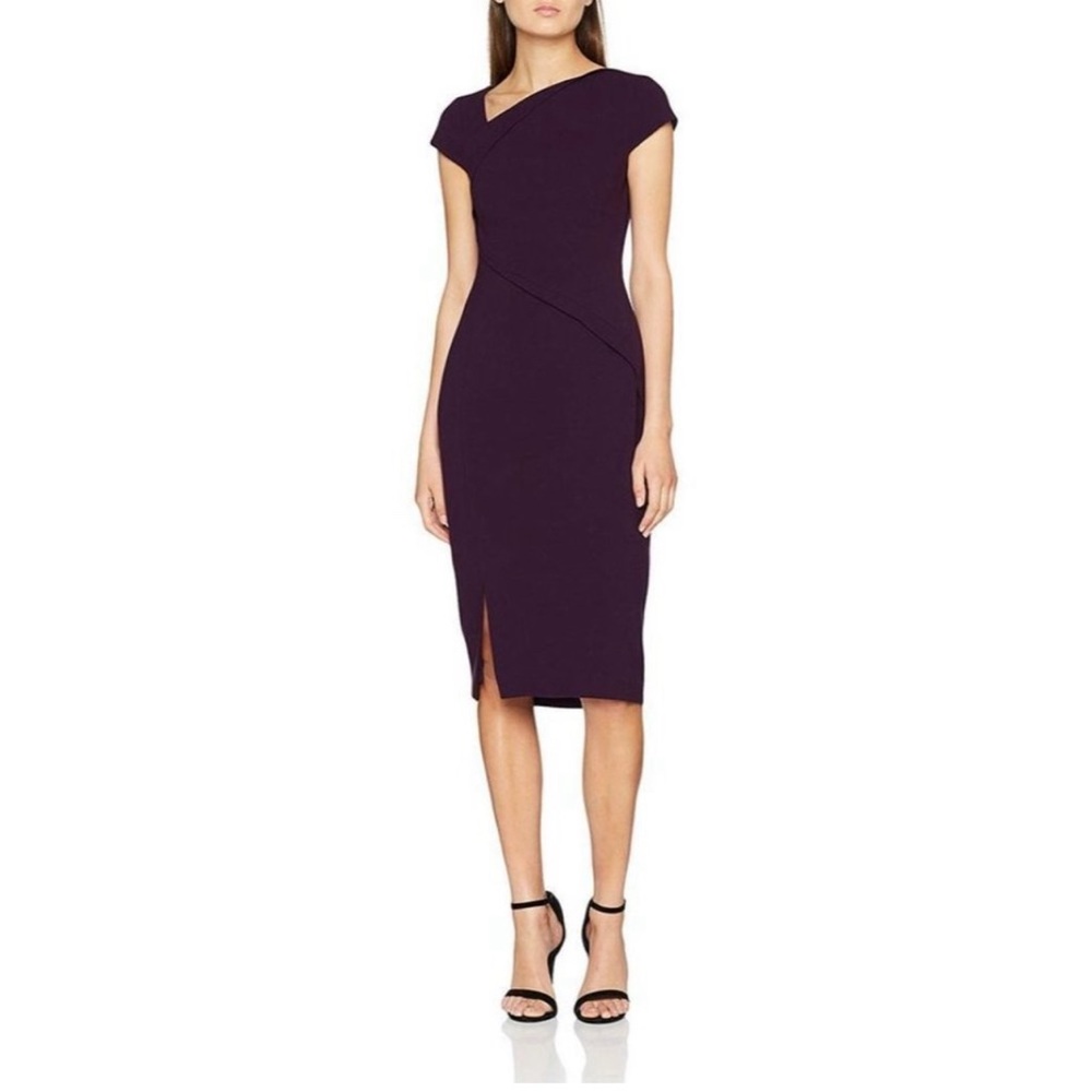 L.K. Bennett Size US 8 / UK 12 Dark Purple Dr Sissy Sheath Dress